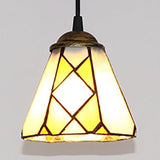Tiffany-Style Tapered Hanging Lamp With Beige Stained Glass - Pendant Light For Bedroom
