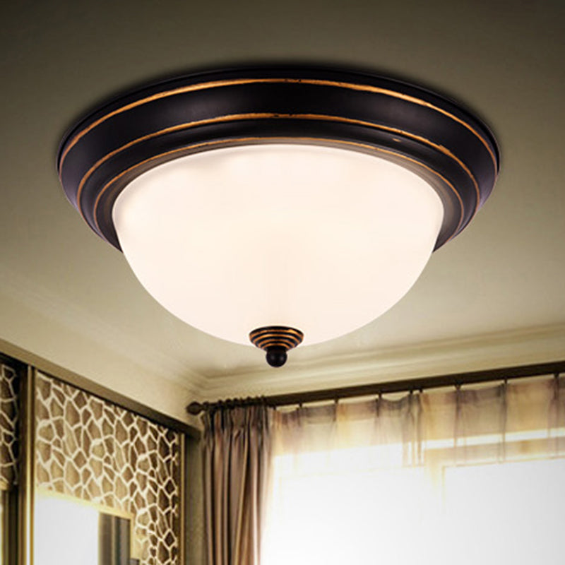 Milky Glass Led Flush Mount Ceiling Light Black For Study 13/15 W / 13