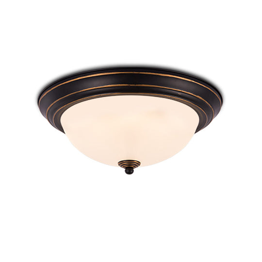Milky Glass Led Flush Mount Ceiling Light Black For Study 13/15 W