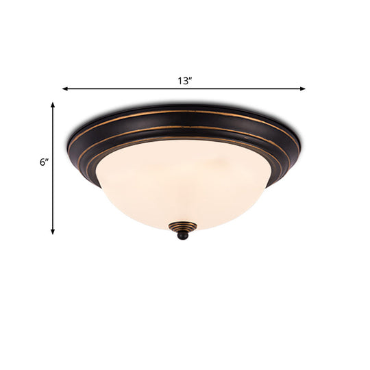 Milky Glass Led Flush Mount Ceiling Light Black For Study 13’/15’ W
