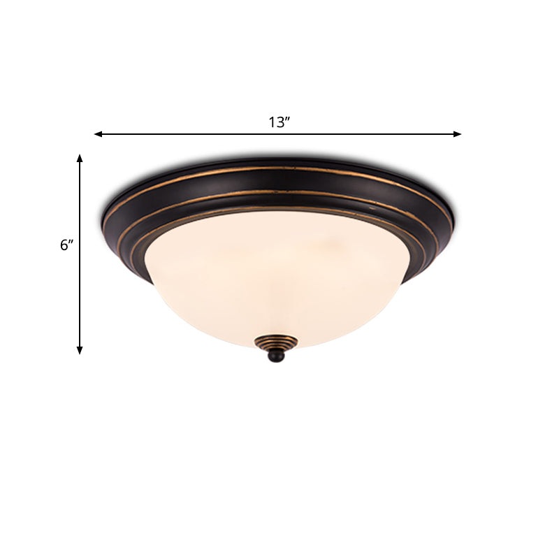 Milky Glass Led Flush Mount Ceiling Light Black For Study 13/15 W