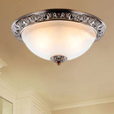 Vintage Frosted Glass Bronze/Copper Flushmount Ceiling Lamp - 2 Bulb 11/13/15 W Copper / 11