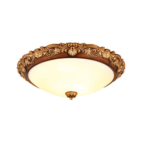 Vintage Resin Led Brown Flushmount Conical Ceiling Light Fixture For Bedrooms