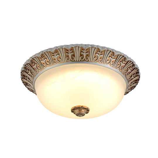 Led Opal Glass Flush Mount Ceiling Light In Khaki Tone Sizes 10.5’ & 12.5’ - Traditional Design
