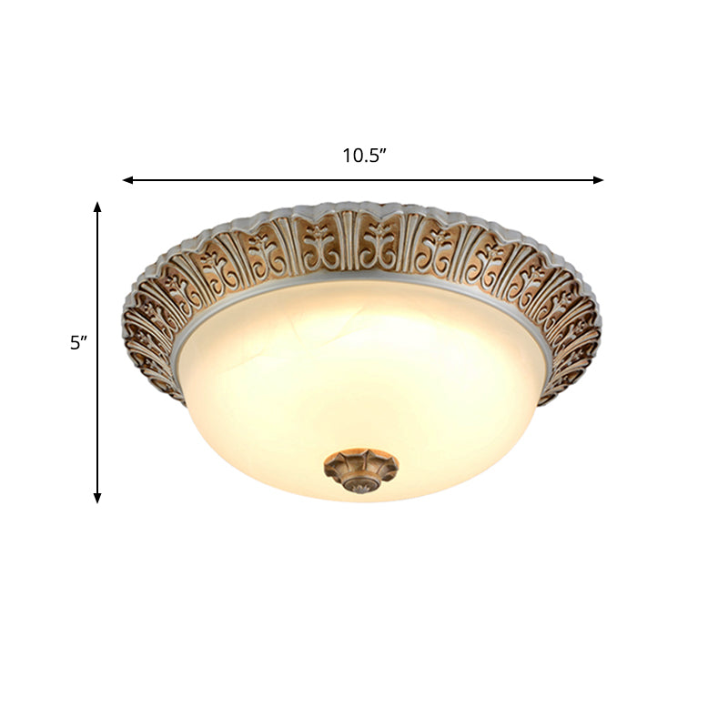 Led Opal Glass Flush Mount Ceiling Light In Khaki Tone Sizes 10.5’ & 12.5’ - Traditional Design