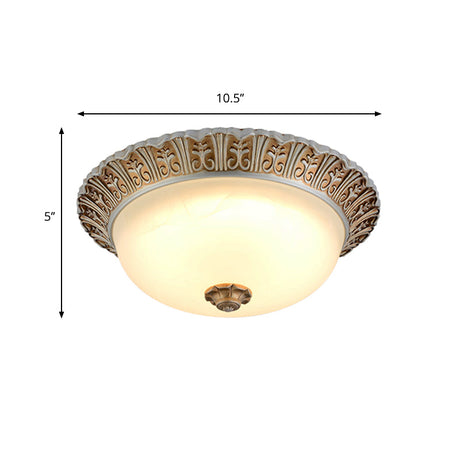 Led Opal Glass Flush Mount Ceiling Light In Khaki Tone Sizes 10.5 & 12.5 - Traditional Design Ideal