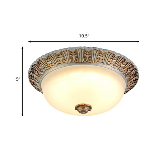 Led Opal Glass Flush Mount Ceiling Light In Khaki Tone Sizes 10.5 & 12.5 - Traditional Design Ideal