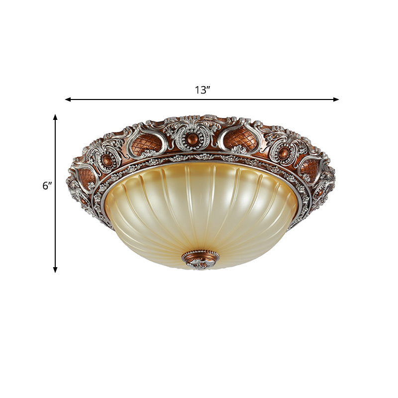 Classic Brown Pleated Flush Mount Ceiling Fixture 2/3 Light 13’/17’/19.5’ Wide