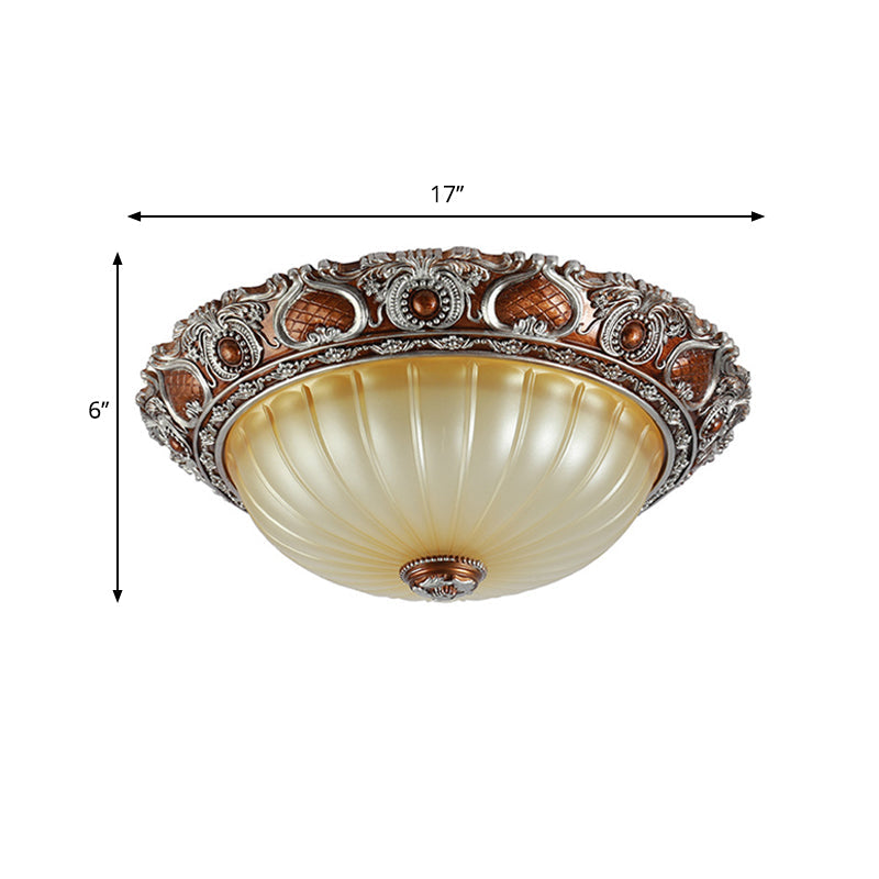 Classic Brown Pleated Flush Mount Ceiling Fixture 2/3 Light 13’/17’/19.5’ Wide