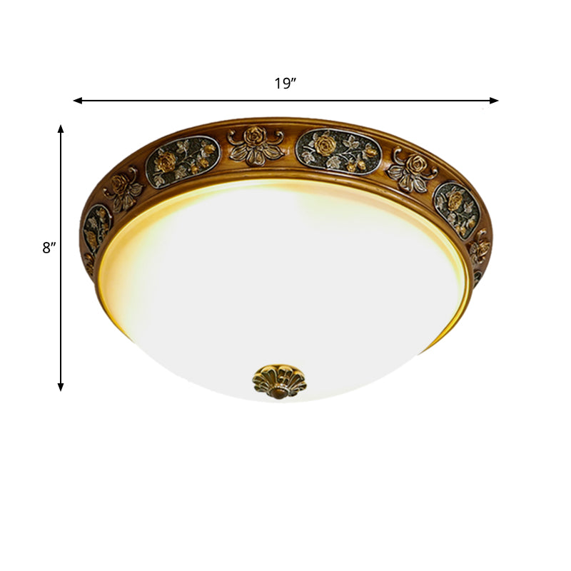 Traditional Wood Resin 3 - Head Flush Mount Ceiling Light For Hallway - 12’/15’/19’ Wide
