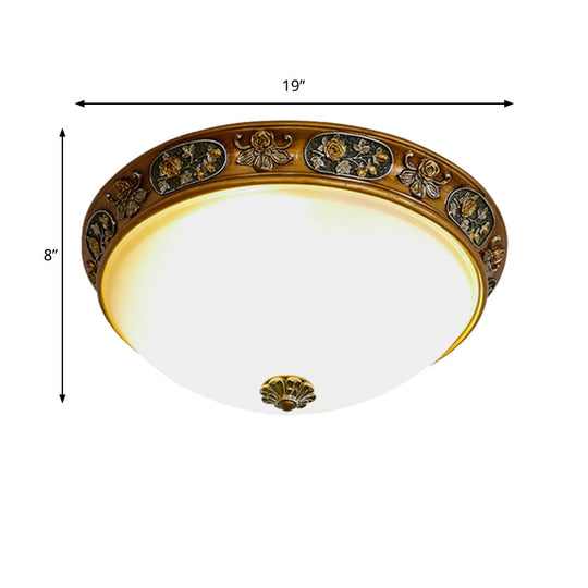 Traditional Wood Resin 3-Head Flush Mount Ceiling Light For Hallway - 12/15/19 Wide