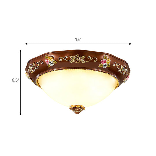 Vintage Resin Tapered Bedroom Flush Mount Ceiling Lamp - Red Brown 3 - Light 11’/15’/19’ Wide
