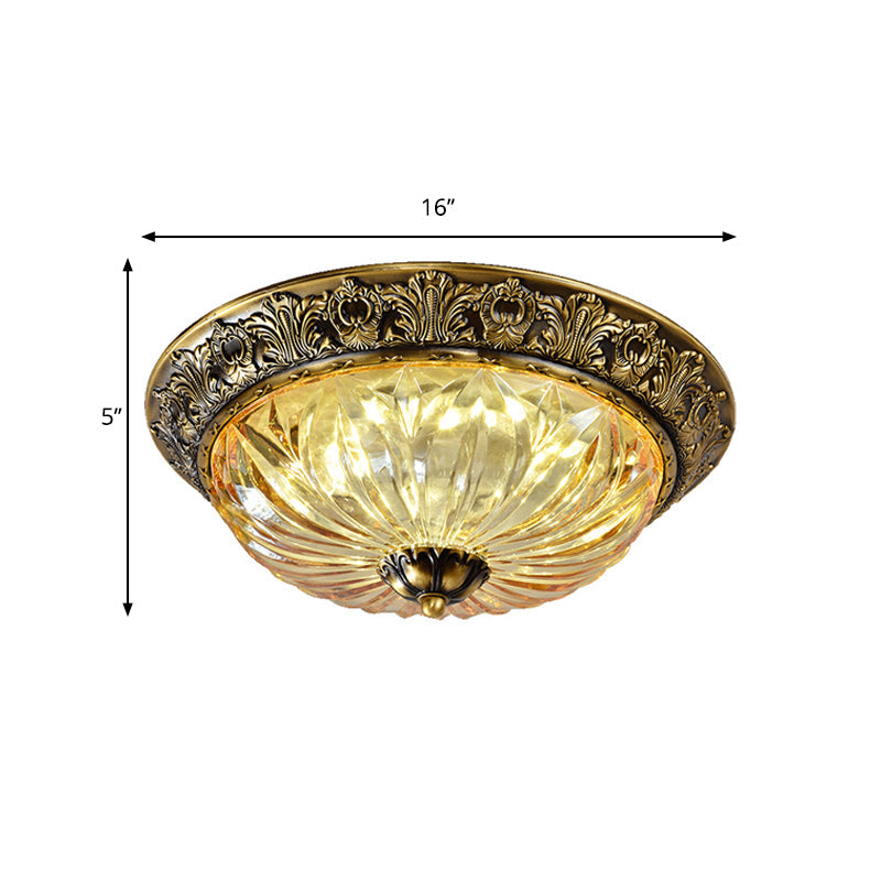 Minimalist Crystal Dome Ceiling Light Fixture - 2/3 Heads Brass Flush Mount Lamp Study Room Lighting