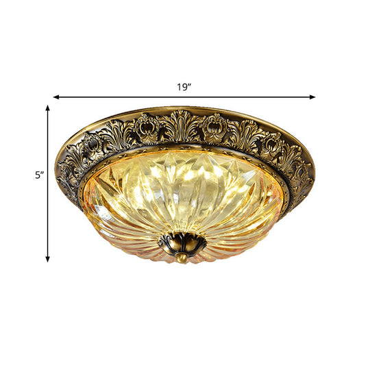 Minimalist Crystal Dome Ceiling Light Fixture - 2/3 Heads Brass Flush Mount Lamp Study Room Lighting