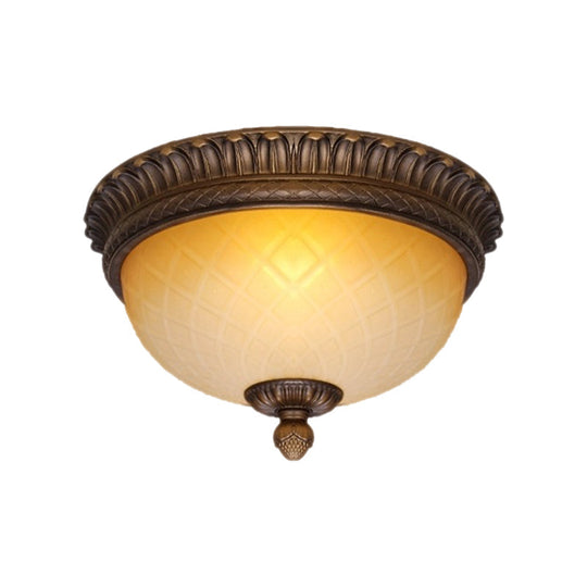 Countryside Lattice Glass Flush Mount Lamp With 2 Bulbs - Coffee Finish | Perfect For Childs Room