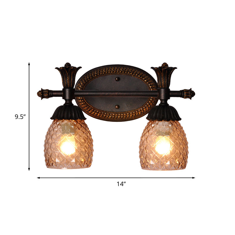 Prismatic Glass Bathroom Vanity Mirror Light - Traditional Rust Finish Pineapple-Inspired Design