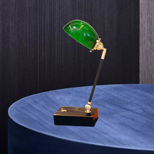 Haedus - Vintage-Style Green Glass Reading Lamp With Retro Design Perfect For