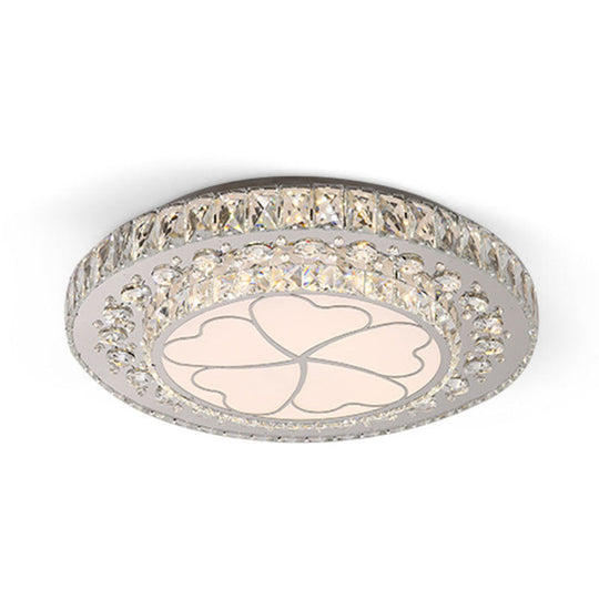 Floral Crystal Suspension Led Pendant Light For Bedroom In Stainless Steel