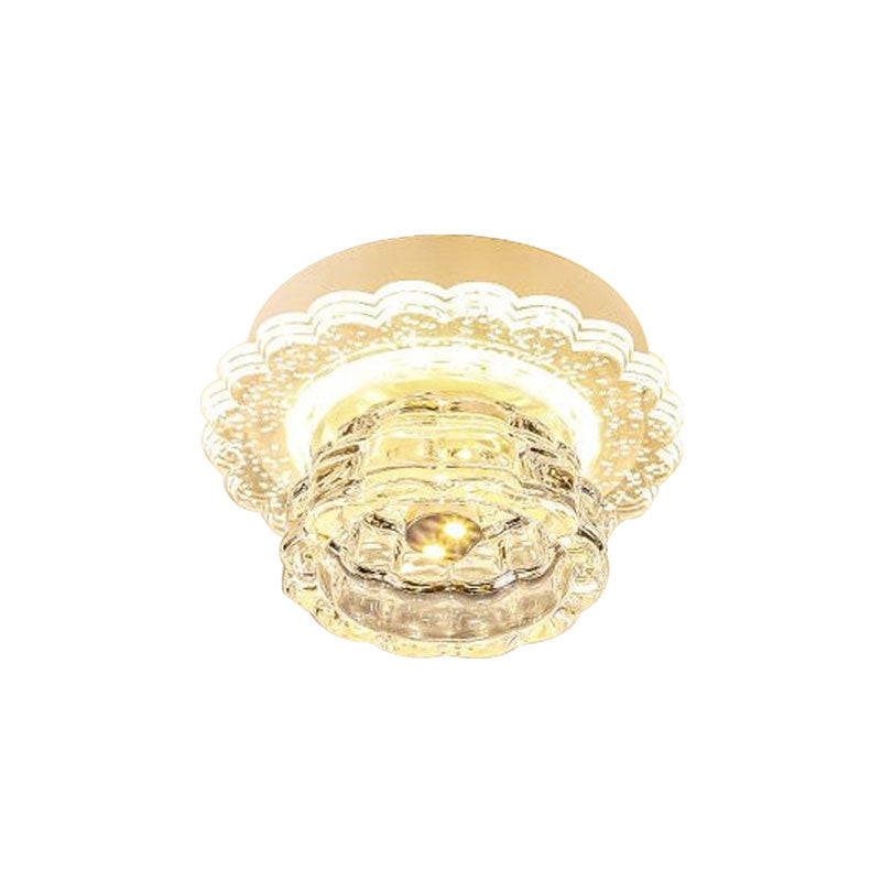 Crystal Led Flush Mount Ceiling Light: Simple Dome Recessed Lighting For Corridor