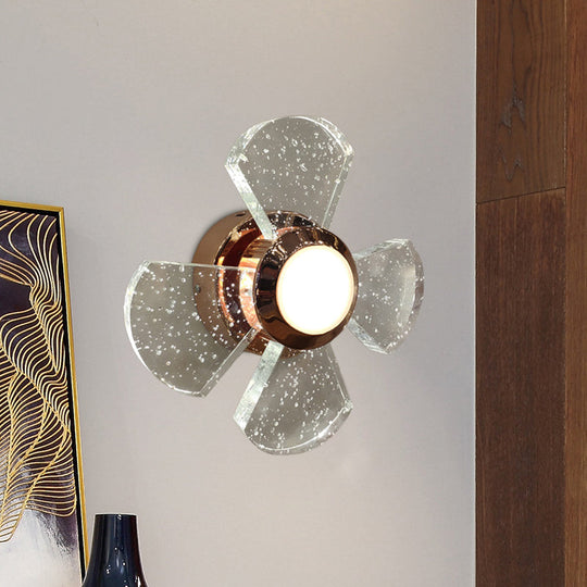 Modern Led Clear Glass Wall Sconce With Fan Design - Stylish Corridor Lighting