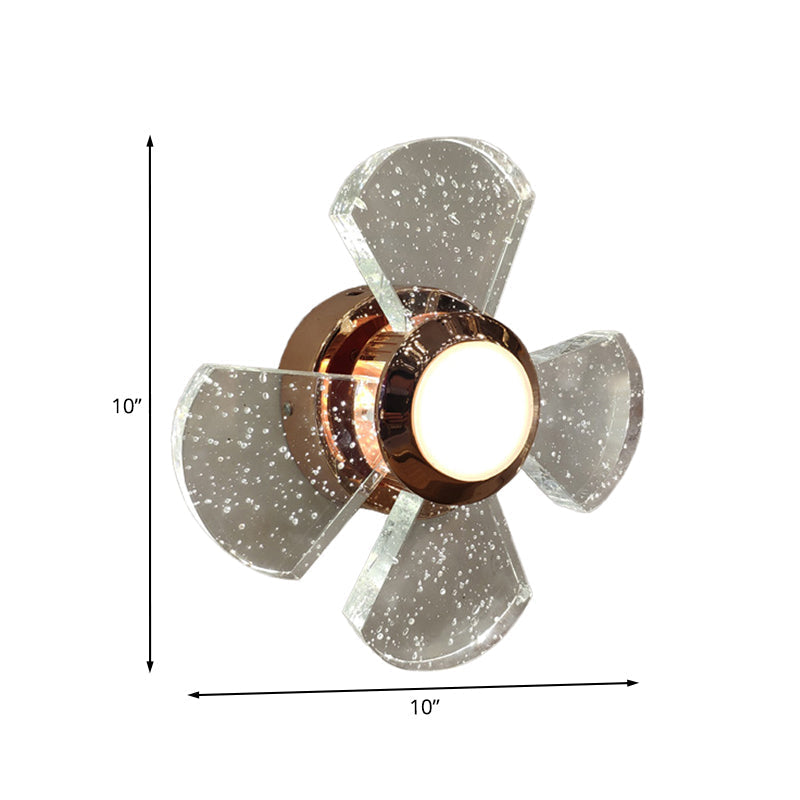 Modern Led Clear Glass Wall Sconce With Fan Design - Stylish Corridor Lighting