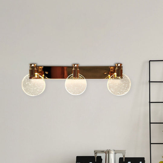 Gold Led Beveled Crystal Circle Wall Vanity Light For Minimalist Bathroom Makeup Lighting