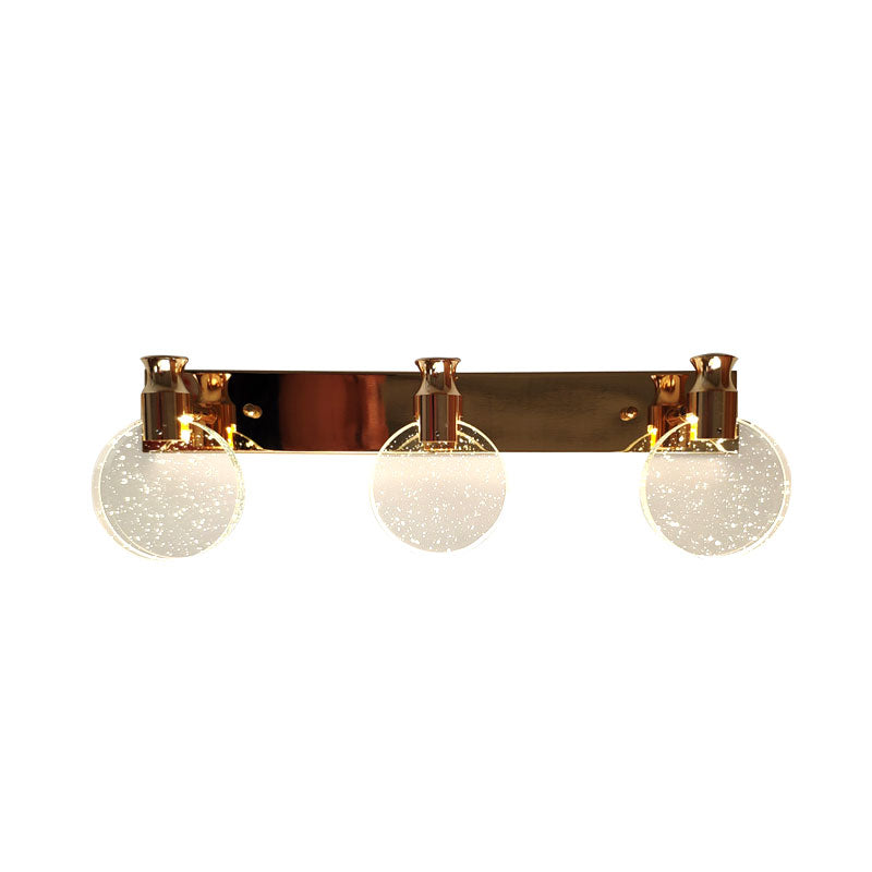 Gold Led Beveled Crystal Circle Wall Vanity Light For Minimalist Bathroom Makeup Lighting
