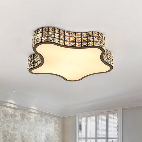 Black Minimalist Star Flush Led Crystal Ceiling Light Fixture