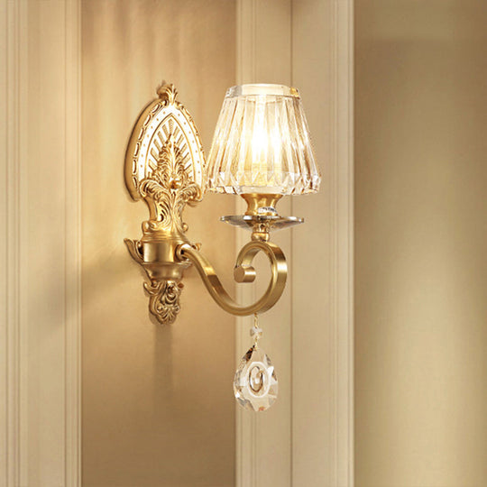 Gold Prismatic Crystal Wall Sconce - Contemporary Bedroom Lighting