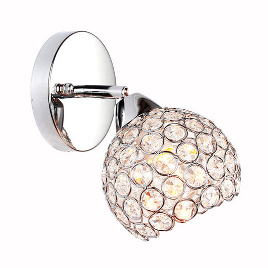Chrome Dome Crystal Wall Sconce With 1 Light - Elegant Lighting For Living Room