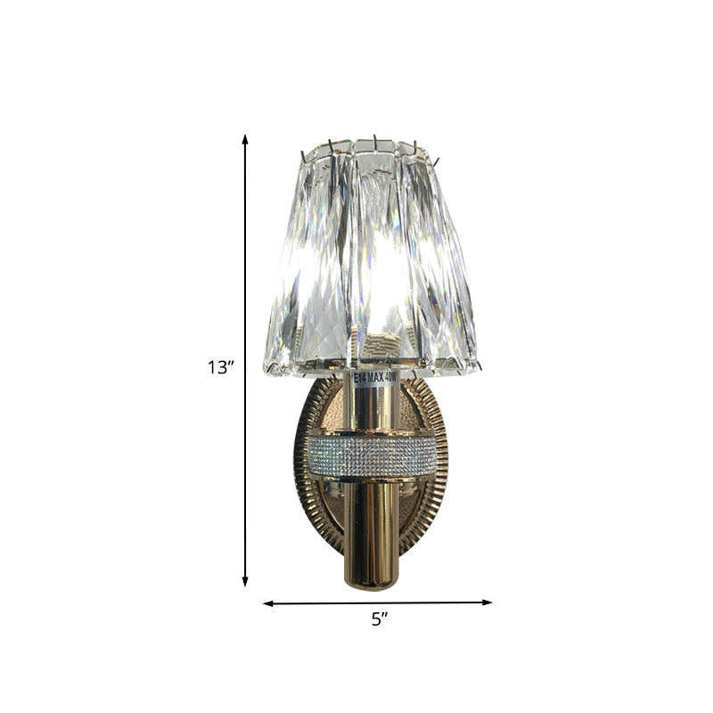 Bronze Contemporary Crystal Wall Sconce With Conic 1-Head Light