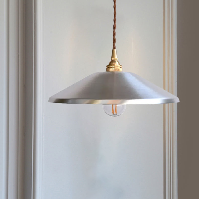 Sleek Silver Saucer Pendant Light With Metal Warehouse Design - 1-Light For Garage Ceiling