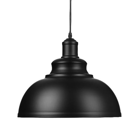 Retro Industrial Metal Ceiling Pendant With Black Finish Bowl Shade - Stylish Suspension Light For