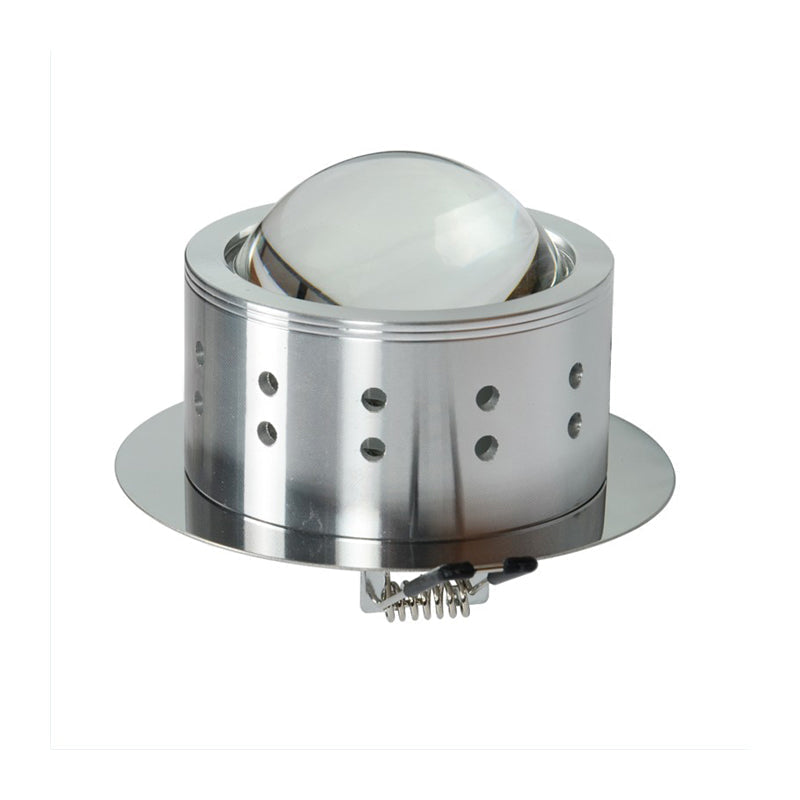 Simple Chrome Finish Led Flushmount Ceiling Light With Crystal Ball Shade - Round Metallic Flush 7