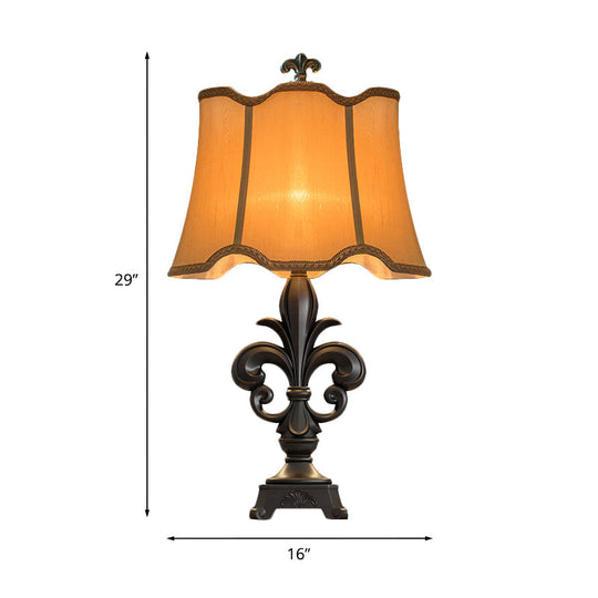 Scalloped-Trim Countryside Bedroom Night Stand Lamp - Beige 1-Light 12 Or 16 Wide