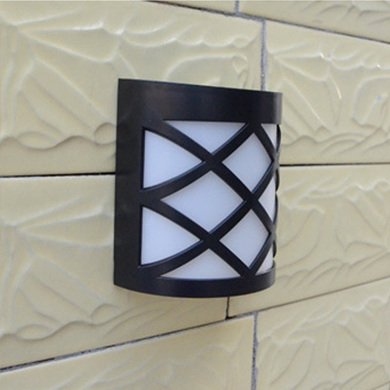 Retro Semi-Cylinder Flush Wall Sconce With Rhombus/Rectangle/Trellis Cage - Black