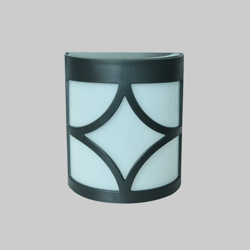 Retro Semi-Cylinder Flush Wall Sconce With Rhombus/Rectangle/Trellis Cage - Black