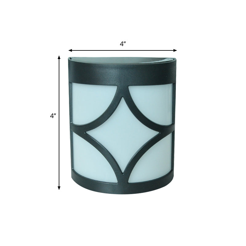 Retro Semi-Cylinder Flush Wall Sconce With Rhombus/Rectangle/Trellis Cage - Black