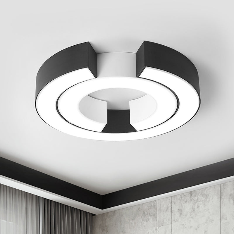 Sleek Black Double C Shaped Led Ceiling Mount Light Fixture For Office In Warm/White