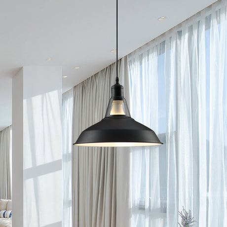 Metallic Pendant Light - Farmhouse Barn Shade Hanging Lamp (10.5/12/15 Inch) Wide 1 Fixture In