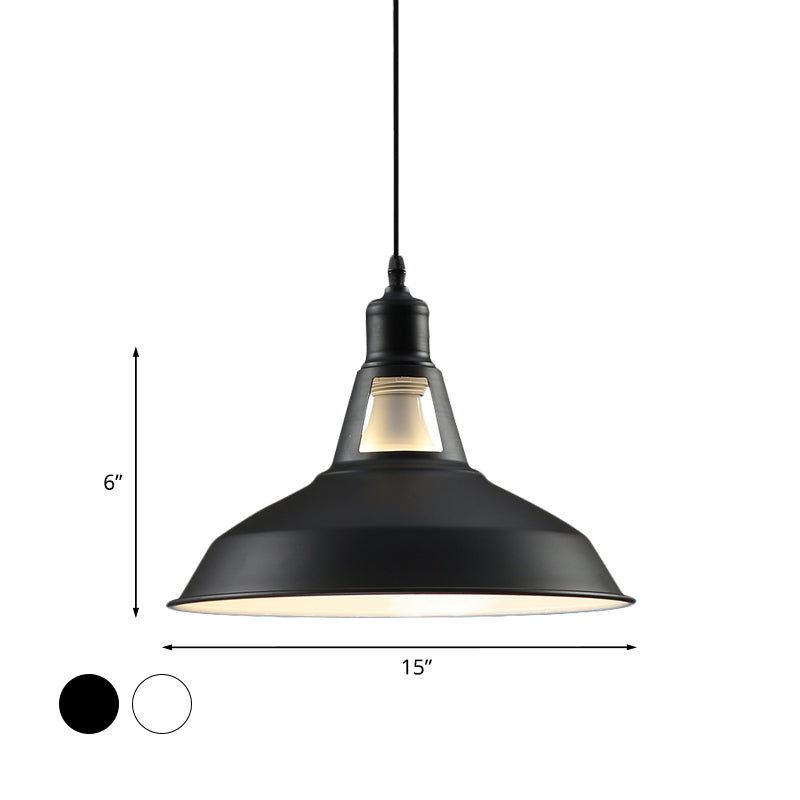 Metallic Pendant Light - Farmhouse Barn Shade Hanging Lamp (10.5/12/15 Inch) Wide 1 Fixture In