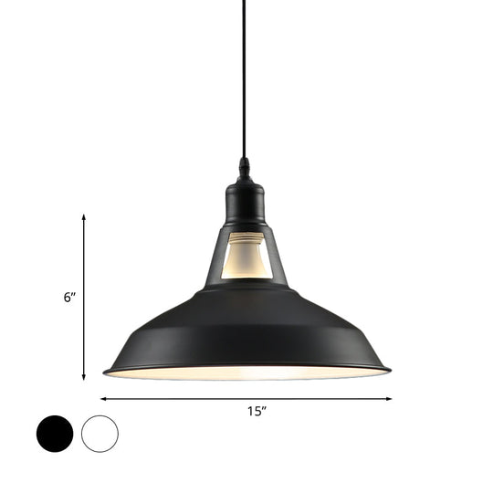 Metallic Pendant Light - Farmhouse Barn Shade Hanging Lamp (10.5/12/15 Inch) Wide 1 Fixture In