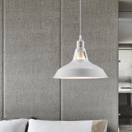 Metallic Pendant Light - Farmhouse Barn Shade Hanging Lamp (10.5/12/15 Inch) Wide 1 Fixture In