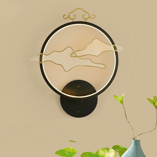 Cloud Aluminum Wall Lamp - Minimalistic Integrated Led Mural Light Fixture In Black For Living Room