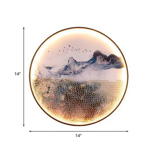 Light Asia Aluminum Led Wall Mounted Mural For Living Room Decoration - Blue Foggy Mountain