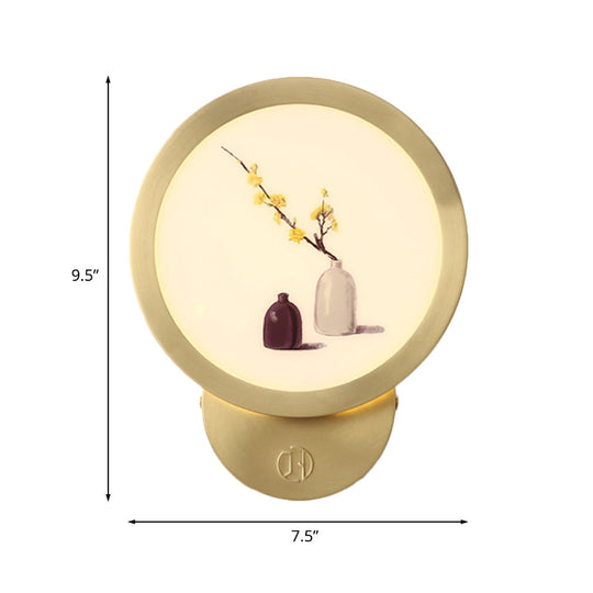 Minimalist Led Flower Pot Wall Lamp In Gold - Acrylic Bedside Lighting Fixture