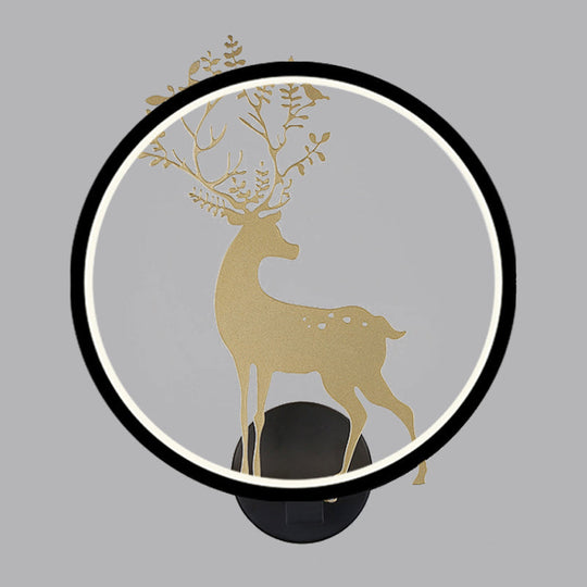 Nordic Led Gold Deer Wall Lamp With Glowing Hook - Stylish Aluminum Mural Light Fixture