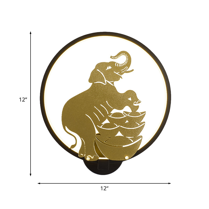 Sleek Sika Deer/Elephant Aluminum Mural Lamp: Modern Black-Gold Led Wall Light For Parlor