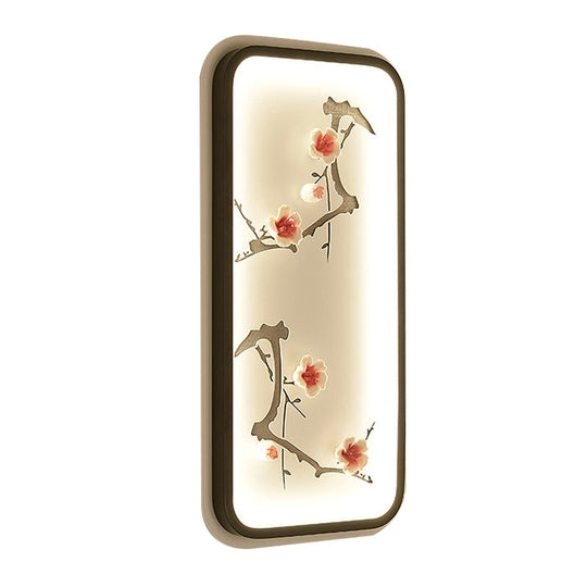 Lotus Blossom Mural Lamp - Chinese Ceramic Black-Green Or Red Led Wall Light For Family Room