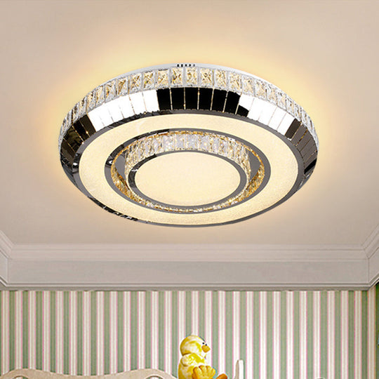 Stainless Steel Led Ceiling Light With Beveled Glass Crystal Stainless-Steel